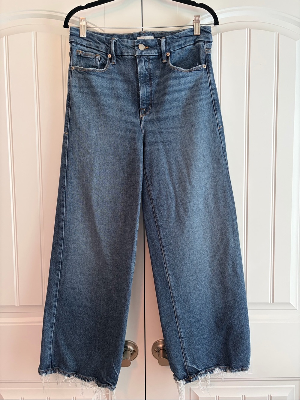 Good American Good Waist Palazzo Crop Jeans Women's Size 8 / 29 Blue Denim